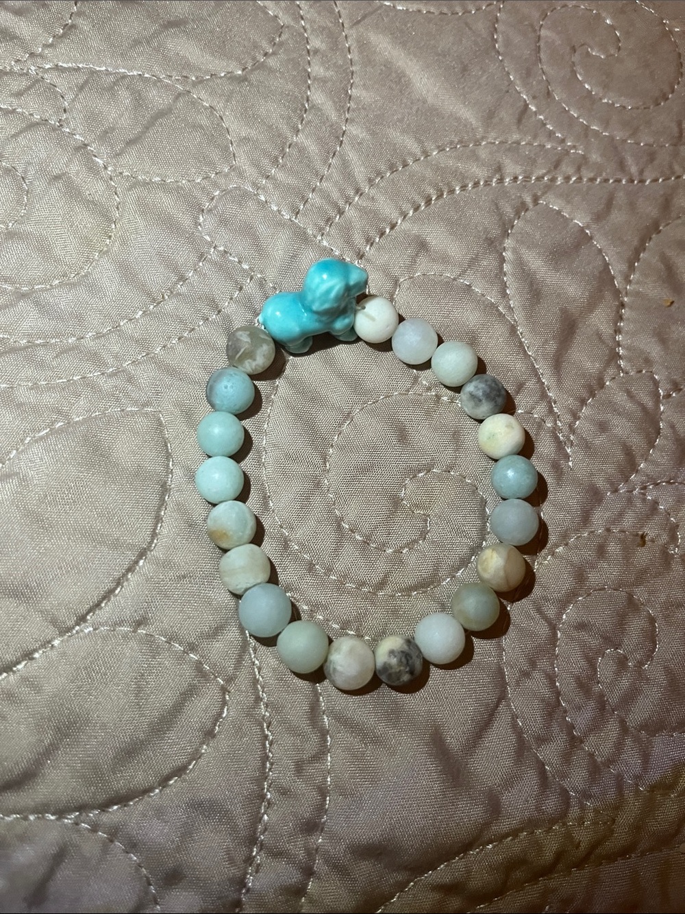 Simply Southern Light Turquoise Beaded Lion Charm Bracelet - Picture 2 of 3